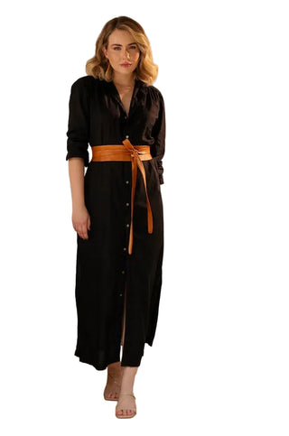 Midi Wrap Leather Belt - Cognac