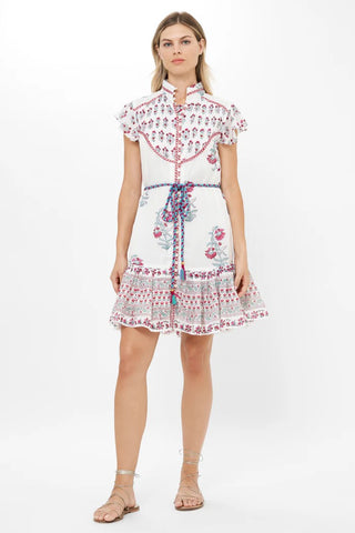Flirty High Neck Button Midi- Napa Red