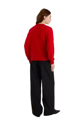 Pepper Split Hem Sweater- Red