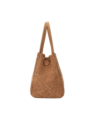 Hollace Mini Tote Woven Faux Suede - Camel