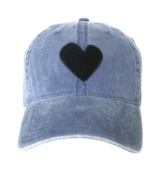 Baseball Hat Imperfect Heart- Denim/Black Heart
