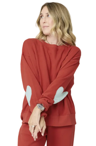 Ex-Boyfriend Patchwork Sweatshirt- Washed Red