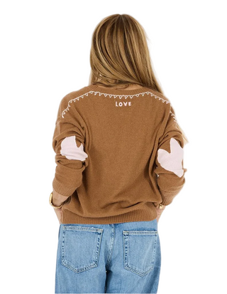 Deep V Neck Love Sweater- Sienna Brown