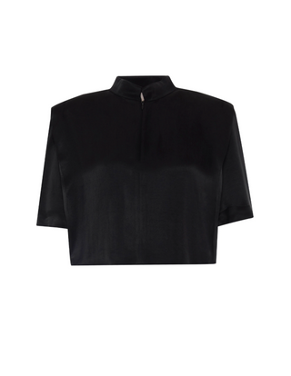 Phaenna Shoulder Pleat Tee- Black