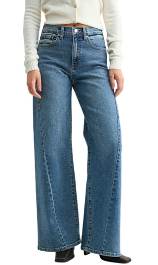 Twisted Wide Leg Jean - Medium Blue