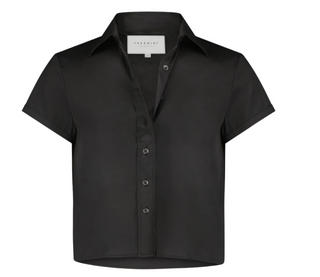 The Boxy Short Sleeve Cropped Shirt- Black