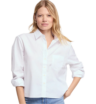 The Long Sleeve Boxy Cropped Shirt- White