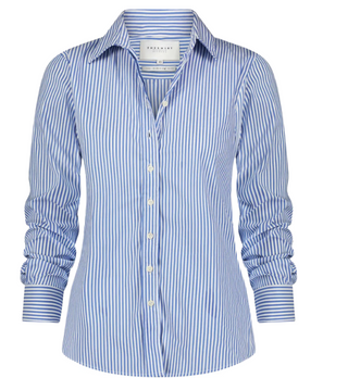 The Boyfriend Shirt- Navy Blue & White Stripe