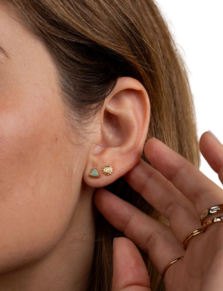 Mini Energy Gem - Amazonite - Gold Earrings - Gold