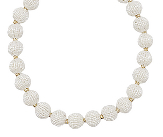 Beaded Ball Chain Necklace - Ivory
