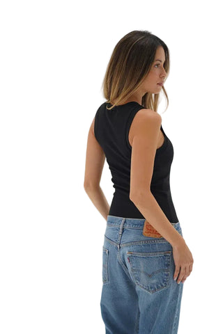 Double Layer Ribbed Tank - Black