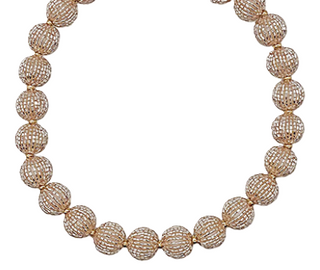 Beaded Ball Chain Necklace - Rose Gold