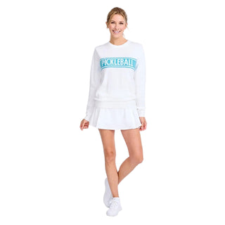 Pickleball Club Sports Sweater- White/Light Blue
