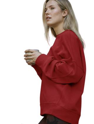 LuxeFleece Oversized Sweatshirt- Holly Red