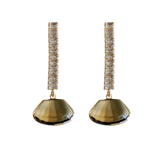 Brown Swingy Diamond Drop Fall Statement Earrings