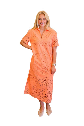 Reese Dress- Melon Glow Eyelet