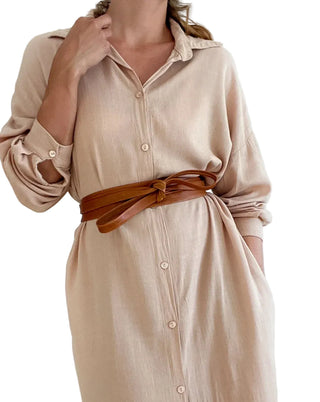 Midi Wrap Leather Belt - Whiskey