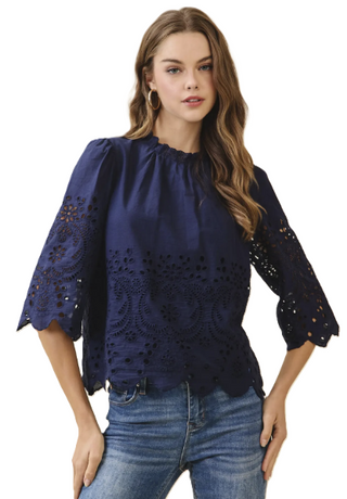 Floral Eyelet Embroidery Top