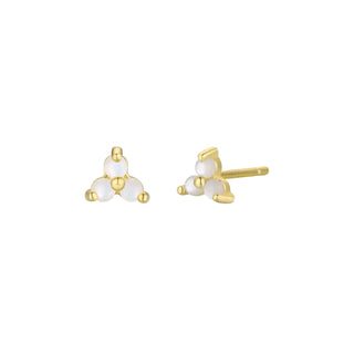 Trio Cluster Gold Earrings - Pearl - Gold