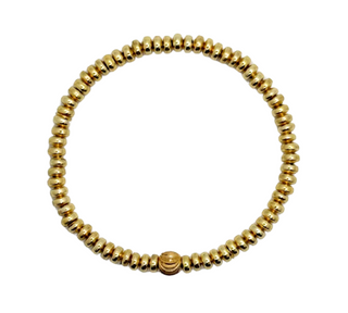 Gold Disc Bead Bracelet - Gold