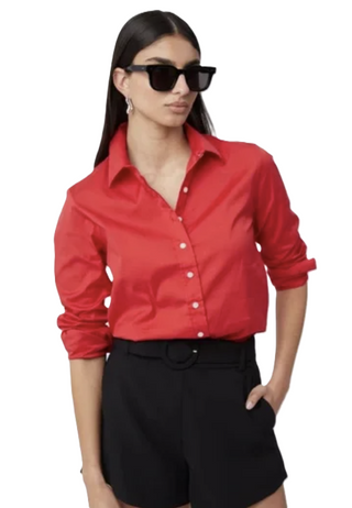 The 3/4 Sleeve Essentials Icon Shirt- Red