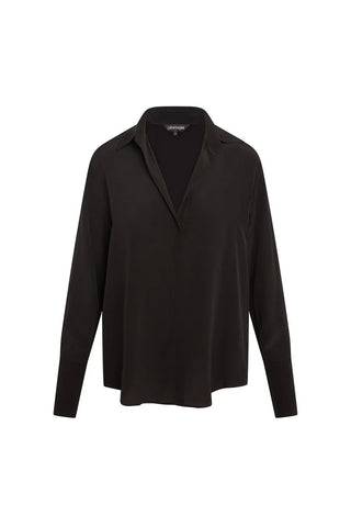 Daria French Cuff Silk Blouse- Black