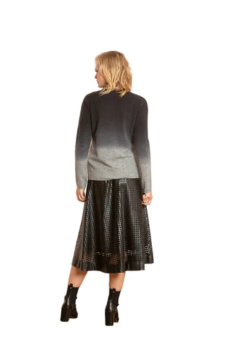 Perforated Pleather Gather Midi Skirt - Black