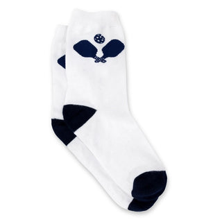 Crossed Paddle Crew Socks- White