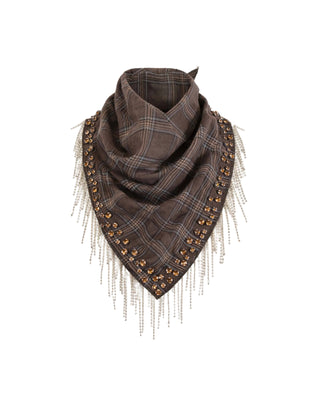 Plaid Flannel Embellished Scarf