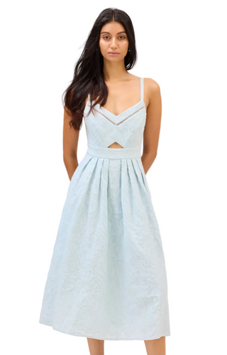 Embroidered Natalie Dress- Powder Blue