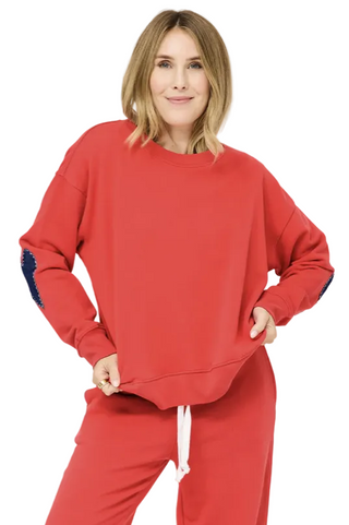 Ex-Boyfriend Patchwork Sweatshirt - Poppy Red