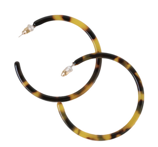 1.25" Skinny Brown Tortoise Hoop Earrings