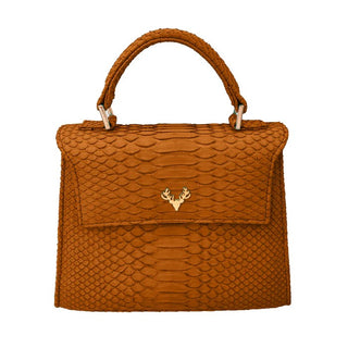Jessica Python TopHandle Purse- Cognac