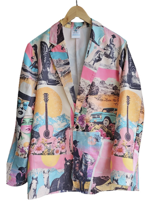 Baha Ranch Retro Pop Western Collage Blazer
