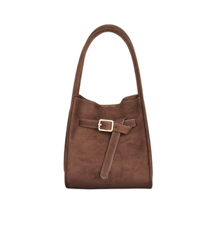 Hollace Mini Tote Faux Suede Buckle - Chocolate