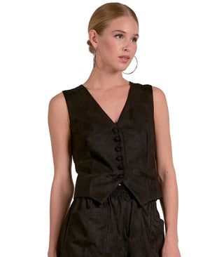 V-Neck Sleeveless Blouse- Black