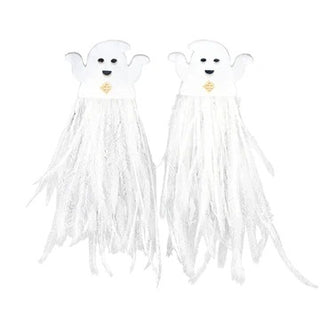 Friendly Ghost Feather Earrings- White