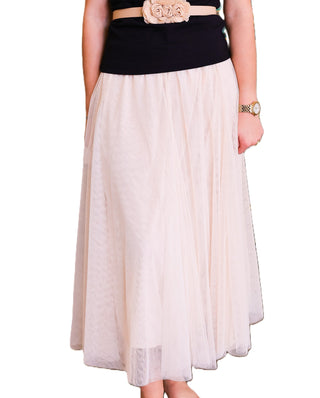 Tulle Midi Skirt - Beige