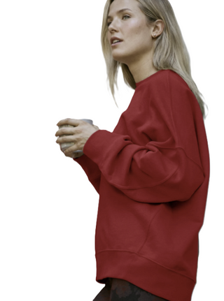 LuxeFleece Oversized Sweatshirt- Holly Red