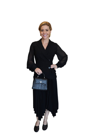 Atlas Pleated Dress- Black