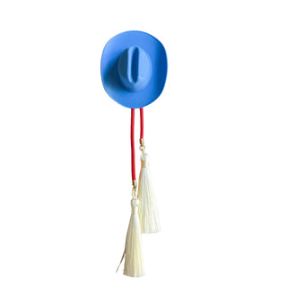 Cowboy Hat Bolo - Ocean Blue with Red & Ivory