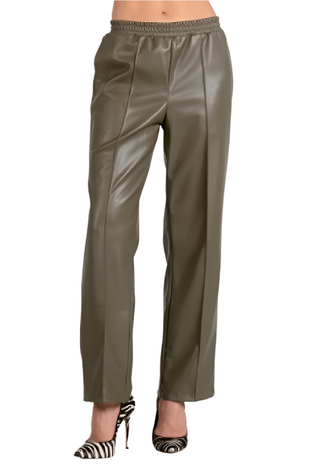 Vegan Leather Pants - Pine