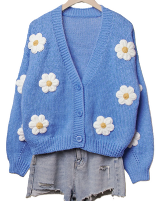 Daisy Crochet V Neck Cardigan