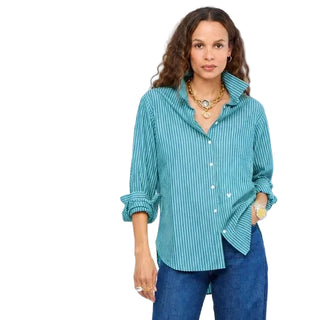 Mia Stripe Shirt - Teal/ Blue