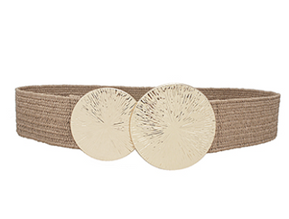 Textured Double Disk Elastic Belt - Mocha
