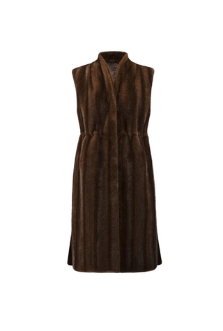 Straight Fit Faux Fur Vest - Brown