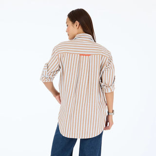 Jack Stripe Flannel Shirt- Steel Blue-Brown