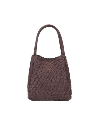 Hollace Mini Tote Woven Faux Suede - Chocolate