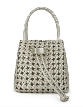 Perrie Bucket Mini Woven Square - Platinum