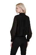 Silk Tencel Blouse with Lace Collar